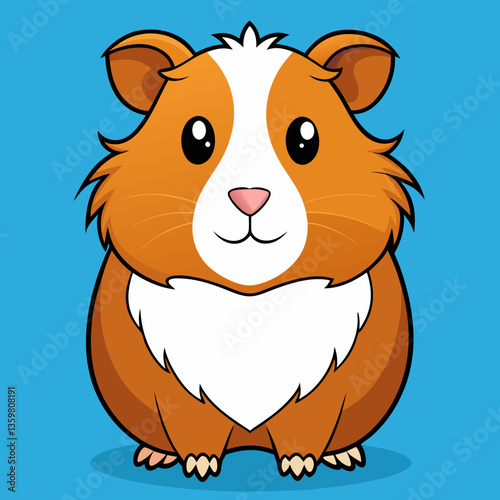 Cheerful Guinea Pig: A charming cartoon illustration of a guinea pig, depicted with large eyes, adorable features, set against a clean backdrop.