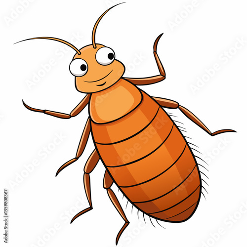 Cheerful Cockroach Illustration: A charming cartoon cockroach with a friendly expression and inviting demeanor. Captured with vivid colors and intricate details.