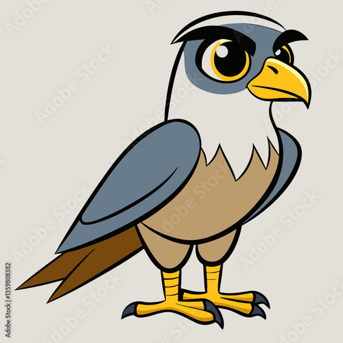 Peregrine Falcon Illustration: A stylized peregrine falcon in striking detail, from the keen eye to the curved beak, poised with confidence and a hint of adventure.