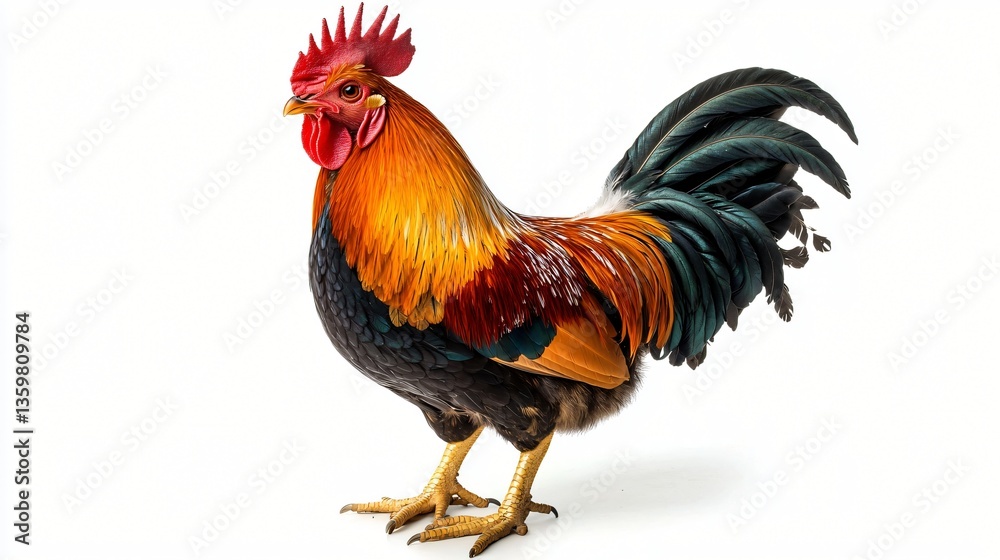 Fototapeta premium Rooster portrait against white