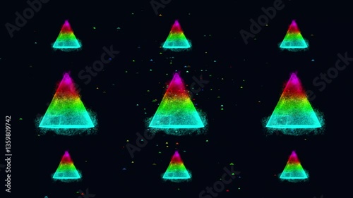 A captivating digital illustration of a glowing  cone shape set with sparkling particles and a black background.