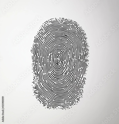 A minimalist line art illustration of an oval-shaped  fingerprint