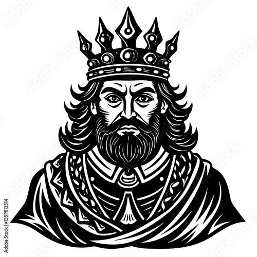 Royal Majesty: A commanding illustration of a regal king, adorned with a majestic crown and a dignified expression, embodying the essence of authority and nobility.