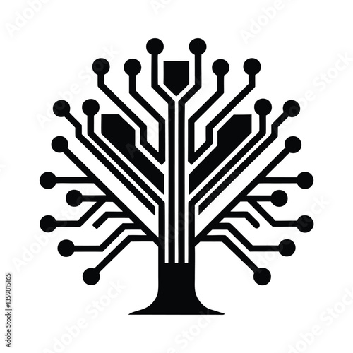 tree made of black and white dots vector illustration