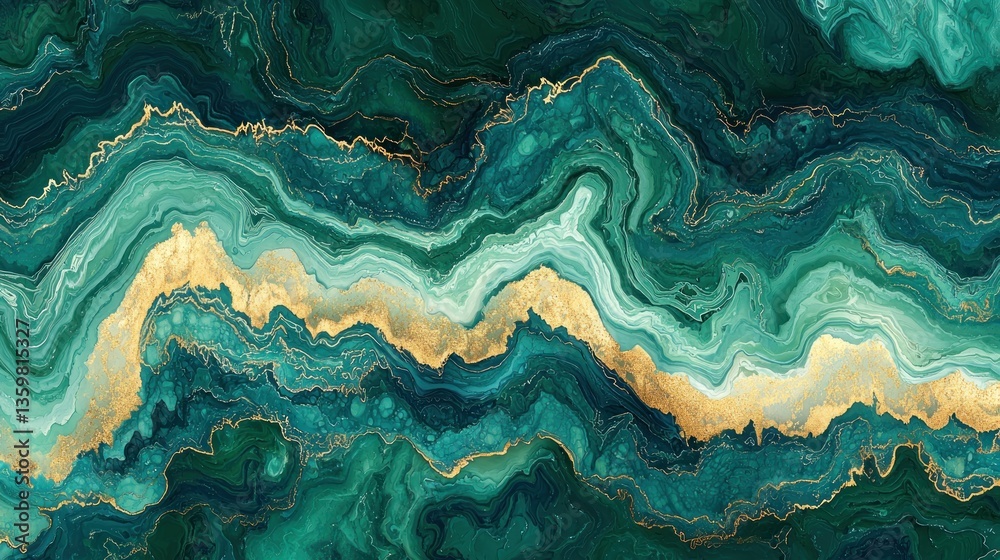 Fototapeta premium Abstract teal and gold marble pattern