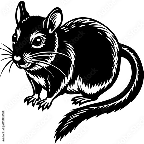 Monochrome Jerboa Illustration: A stylized, monochrome illustration of a jerboa, showcasing the unique characteristics of the desert rodent.