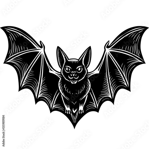 Nocturnal Charm: A striking illustration captures a bat in full flight, showcasing its unique wings and nocturnal elegance.