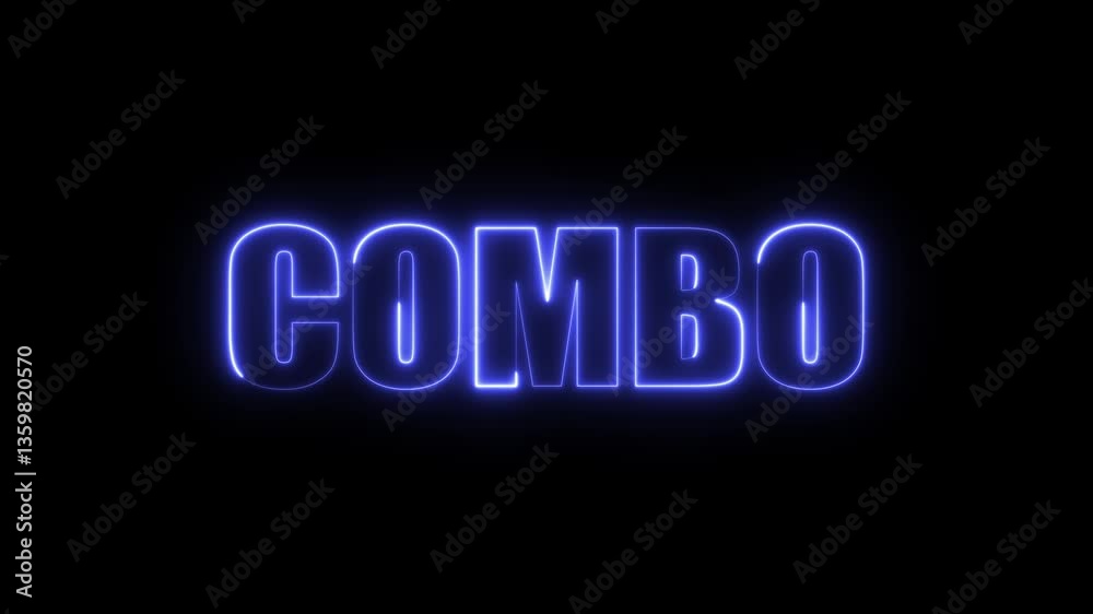 Blue Neon Combo Text Effect on Black Background. Combo Neon Text Animation Over Glowing Line on Black Background Blue Neon Combo Text Effect on Black Background. Combo Neon Text Animation Over Glowing Line on Black Background