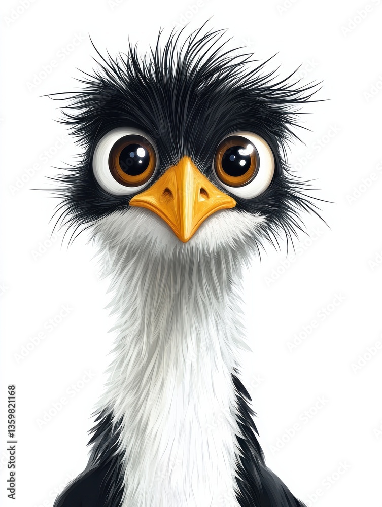 Fototapeta premium Emu Portrait on Clean White Background