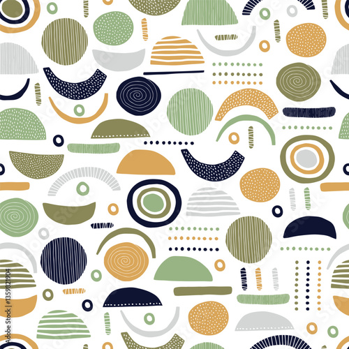 Contemporary geometric seamless pattern on white background