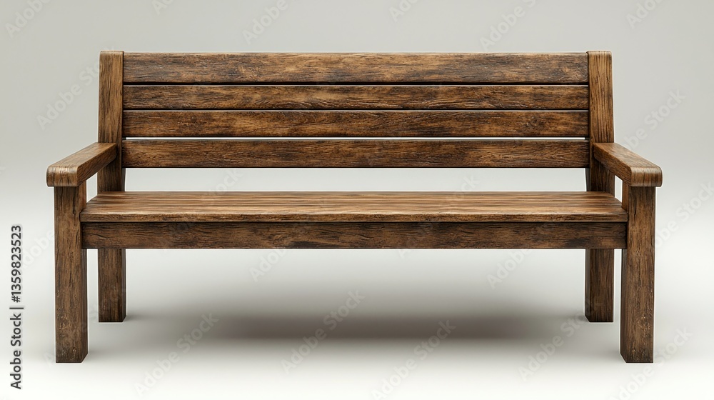 Rustic wooden bench, studio shot, simple background, furniture design Rustic wooden bench, studio shot, simple background, furniture design