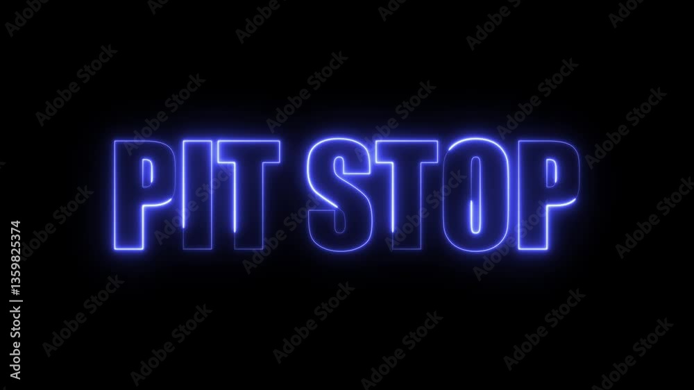 Blue Neon Pit Stop Text Effect on Black Background. Pit Stop Neon Text Animation Over Glowing Line on Black Background Blue Neon Pit Stop Text Effect on Black Background. Pit Stop Neon Text Animation Over Glowing Line on Black Background