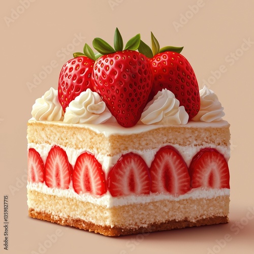 Strawberry cake on a white background 