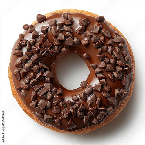 A chocolate donut  on white background