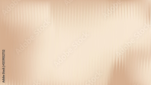 Beige ribbed glass texture. Corrugated effect panel with wave for wall with podium. Luxury tan bg for premium cosmetic. Coffee pattern on acrylic frosted sheet with aberration on vertical stripes.