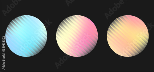 Glass circle wall with corrugated texture. Abstract gradient light on glossy plastic plate. Transparent panel and frosted element with neon glow. Smooth surface for 3d podium or futuristic background
