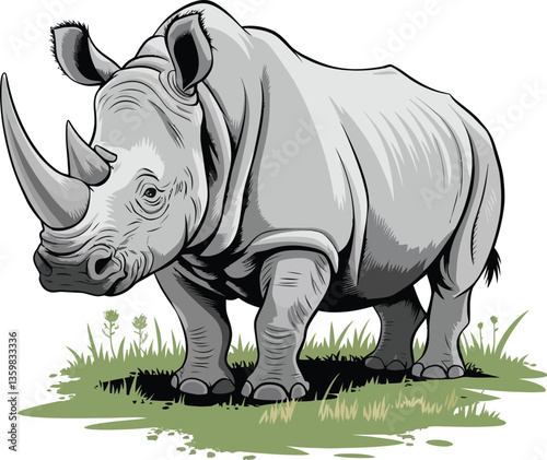 rhino on white background