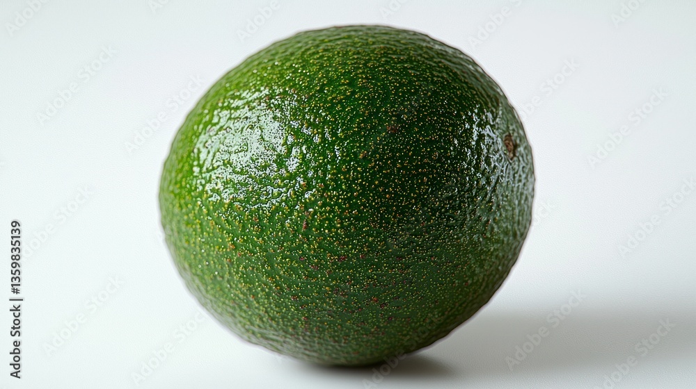 Single green avocado on white background, studio shot, food photography Single green avocado on white background, studio shot, food photography