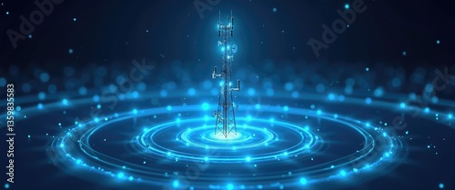 Antenna tower for telecommunication and phone base station featuring TV and wireless internet antennas.
