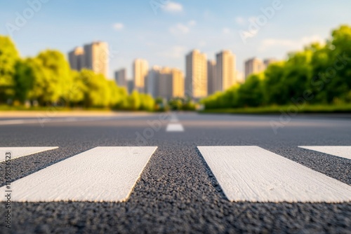 Wallpaper Mural Urban Street with Pedestrian Crosswalk and Cityscape Background Torontodigital.ca