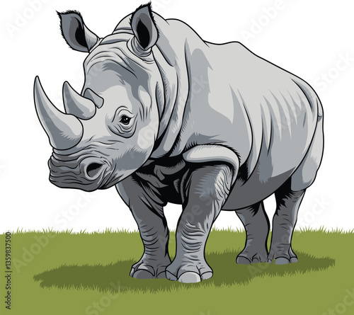 rhino vector illustrator with a white backround