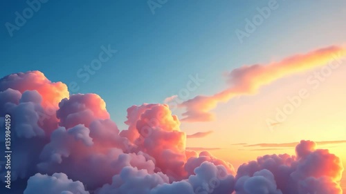 Pink and White Clouds Drift Across a Vivid Sunset Sky