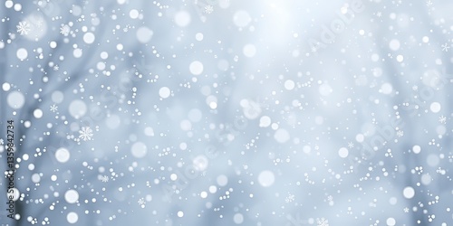 Winter Snowfall Falling Through Air