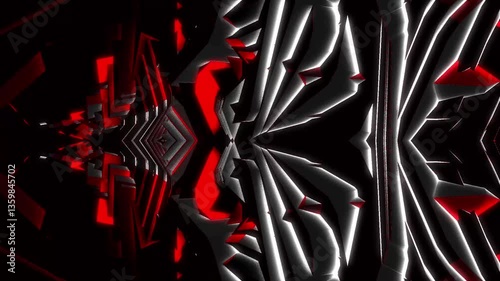 Red Metal Robot Electronic Alien Machine Glowing Neon Futuristic Technology Geometry Animated Scene for Event. Motion Graphics DJ Event Digital Technology Animation VJ Visuals