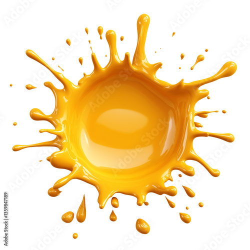 top view of Orange Juice Splash. isolated on transparent white background, png. paint splash for paint advertising. 