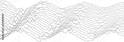 Abstract geometric waves pattern with linear curves for modern design and decoration.