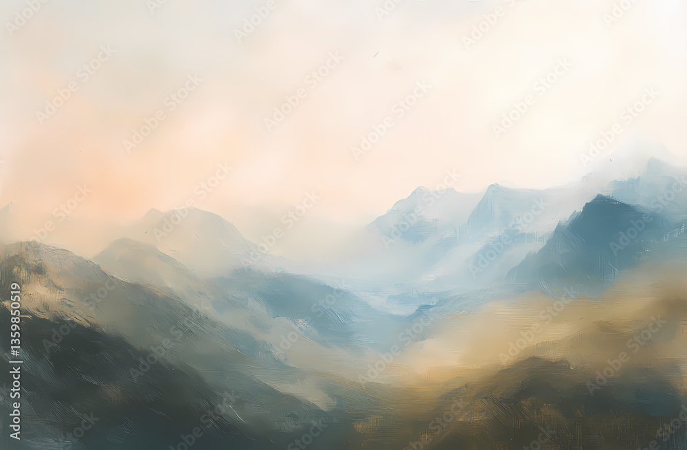 Misty Mountains Landscape: A mesmerizing vista of mountain ranges shrouded in layers of ethereal mist, offering a serene and tranquil visual experience. Misty Mountains Landscape: A mesmerizing vista of mountain ranges shrouded in layers of ethereal mist, offering a serene and tranquil visual experience.