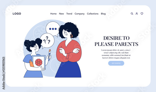 Authoritarian Parenting Style. Flat Vector Illustration