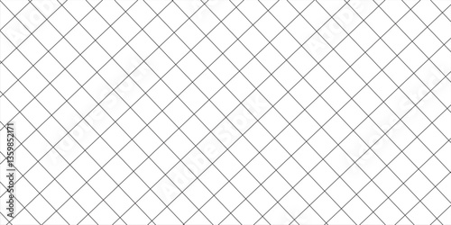 Seamless surface pattern with mini diamond ornament. Black diagonal stripes grill on white background. Grid motif. Crossed lines wallpaper. Checkered image. Digital paper for print. Rhombuses vector.