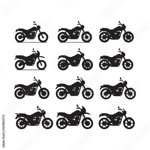 motorcycle bike icons set silhouette vector design illustrations