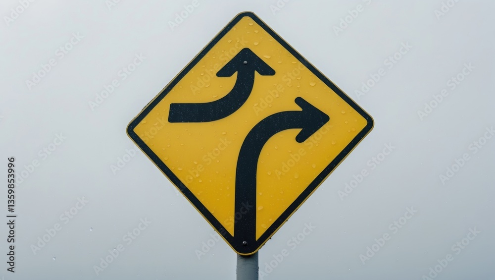 A picture of a yellow and black road sign indicating a curved turn. A picture of a yellow and black road sign indicating a curved turn.