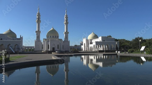 View of the White Mosque on a sunny September morning. Bulgarians, Tatarstan, Russia