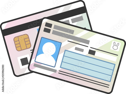マイナンバーカード（個人番号カード）表裏両面のイラスト　ベクター　カラーアイコン