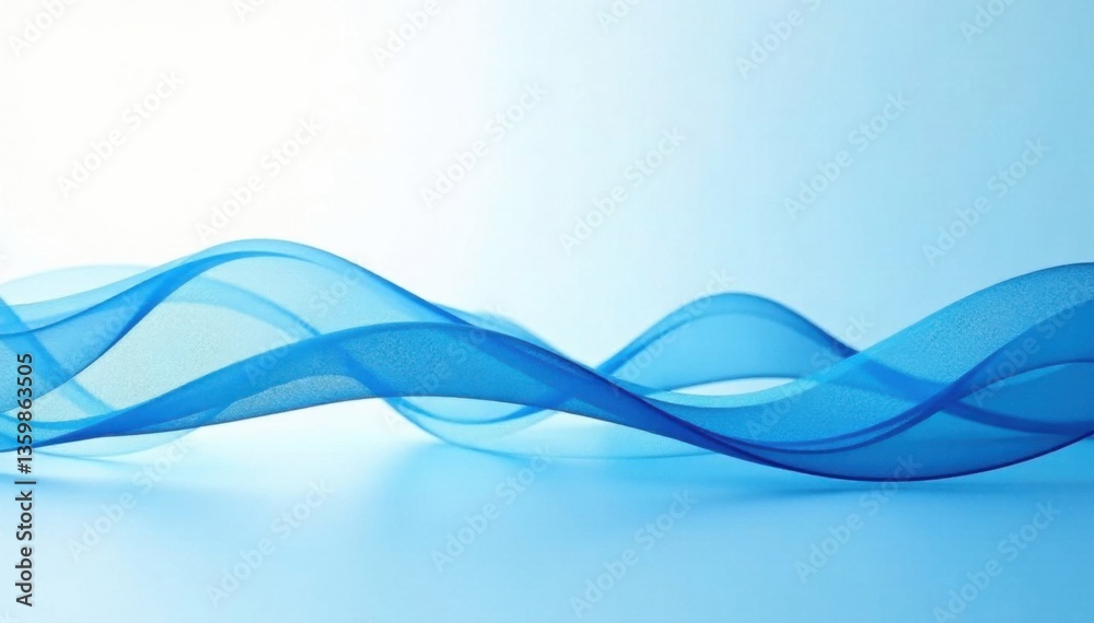 Fototapeta premium Geometric waveform in blue and white hues with subtle gradient effect, abstract representation , calming visuals, water texture