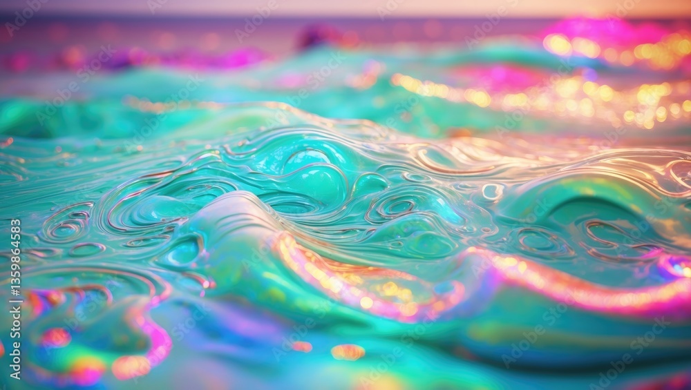 Naklejka premium Panoramic water banner background. White water texture, aqua surface with rings and ripples.