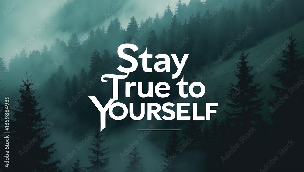 A minimalist graphic featuring the quote 'Stay True to Yourself'. This design promotes authenticity and self-acceptance, encouraging viewers to embrace their genuine identity.