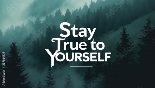 Obraz na płótnie A minimalist graphic featuring the quote 'Stay True to Yourself'. This design promotes authenticity and self-acceptance, encouraging viewers to embrace their genuine identity. w salonie