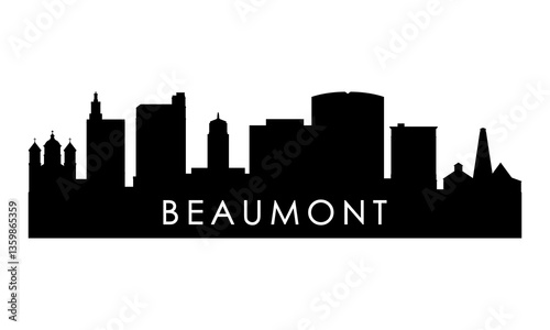 Beaumont skyline silhouette. Black Beaumont city design isolated on white background. 
