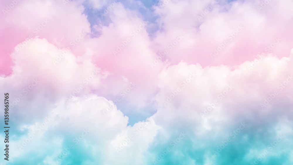 Dreamy pastel clouds blend seamlessly in cotton candy sky, evoking serenity Dreamy pastel clouds blend seamlessly in cotton candy sky, evoking serenity