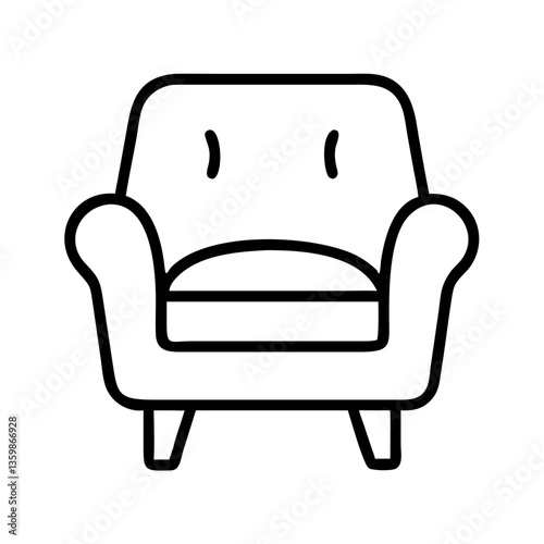 Armchair icon in black outline on white background