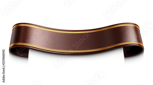 A curved red and gold ribbon banner with space for text, isolated on a white background.