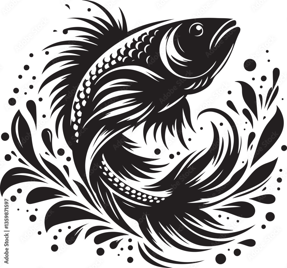 Fototapeta premium Fish Jumping Silhouette