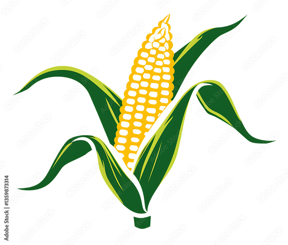 Obraz premium icon of a corn cob with green husks partially peeled back,