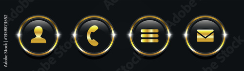 Business card icons. Website icons. Black vector buttons.