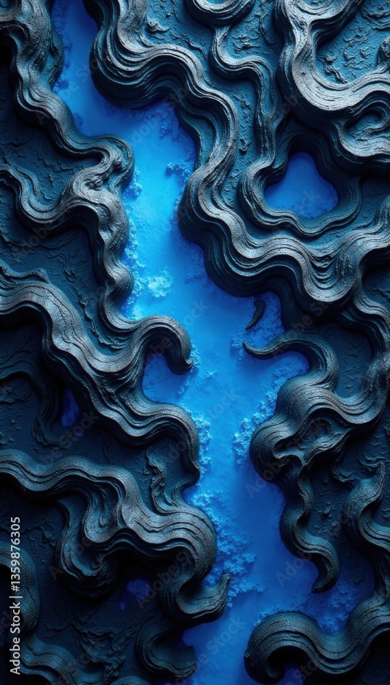 Intricate lava stone texture with swirling blue patterns and organic shapes, patterns, lava Intricate lava stone texture with swirling blue patterns and organic shapes, patterns, lava