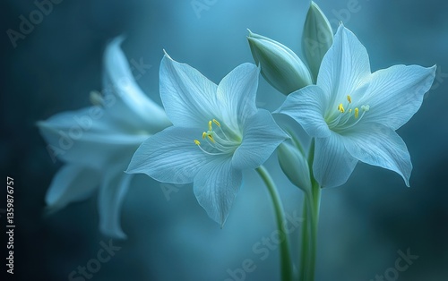 Delicate white lilies in soft focus